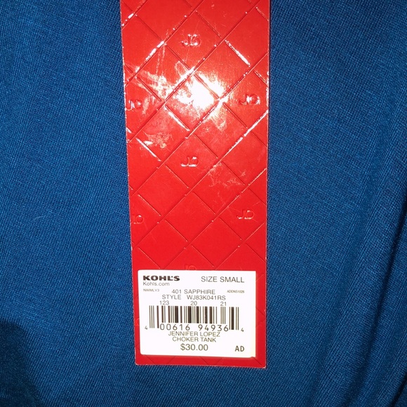 Jennifer Lopez sapphire, blue size S small cascade flowing keyhole tank NWT - Picture 11 of 11